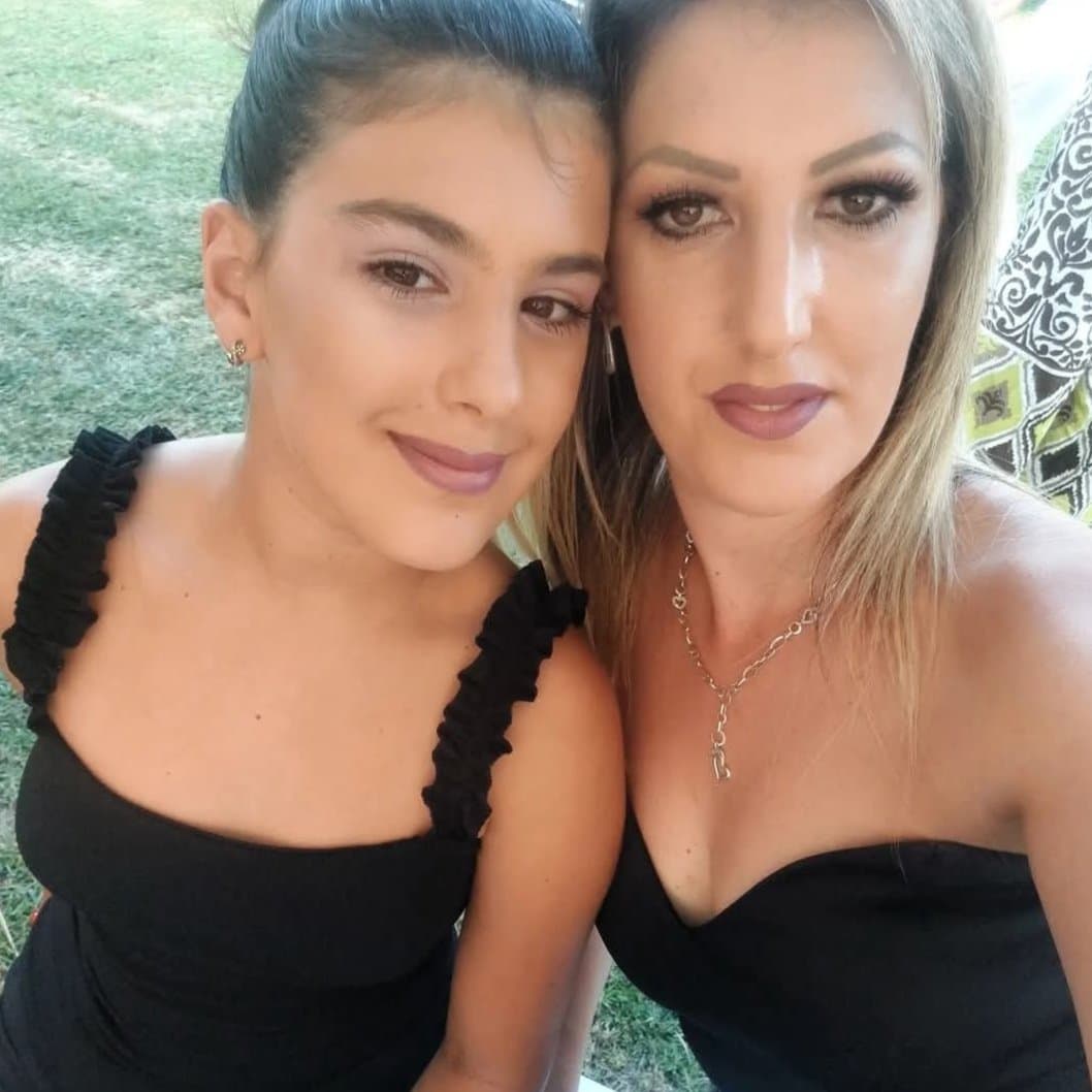 Mother and Daughter French kiss