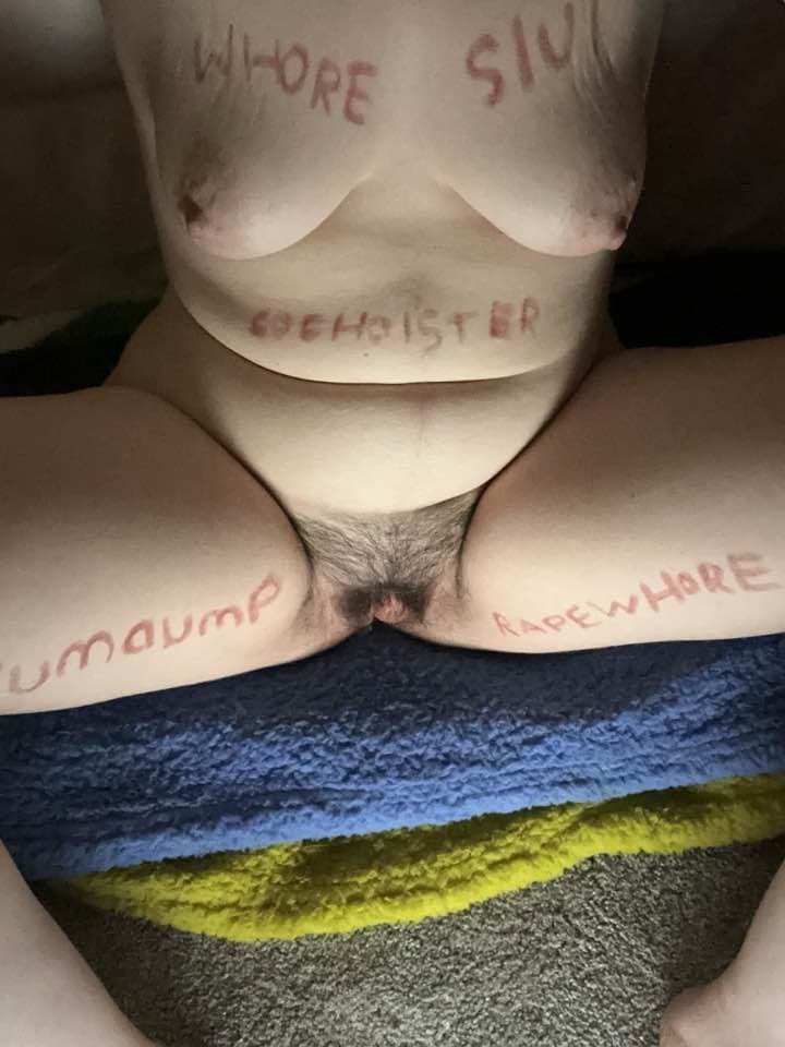 Naughty rapewhore marked herself with the truest words to describe her.