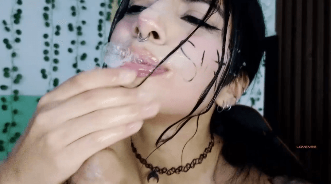 Amateur Latina slut drenched in spit, taking a dildo deep in her throat, slapping her face