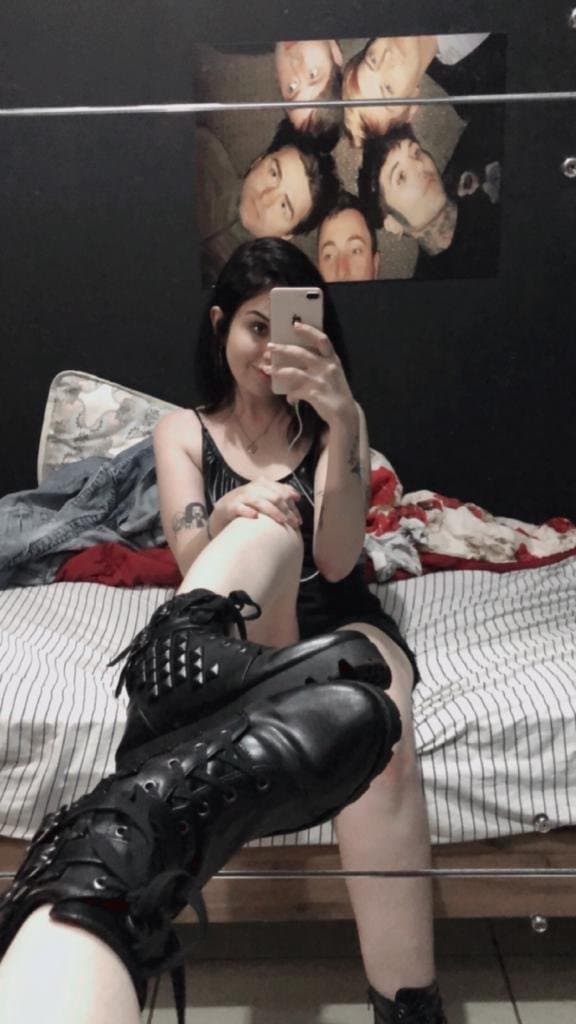 Gothic teen in doggy position