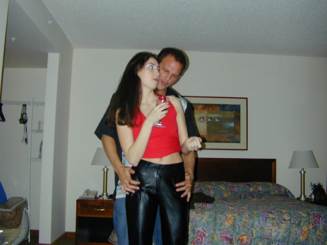 Incredible brunette hotwife enjoys two cocks at the hotel