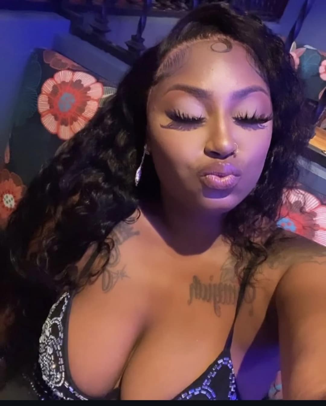 Sexy black milf showing off lingerie