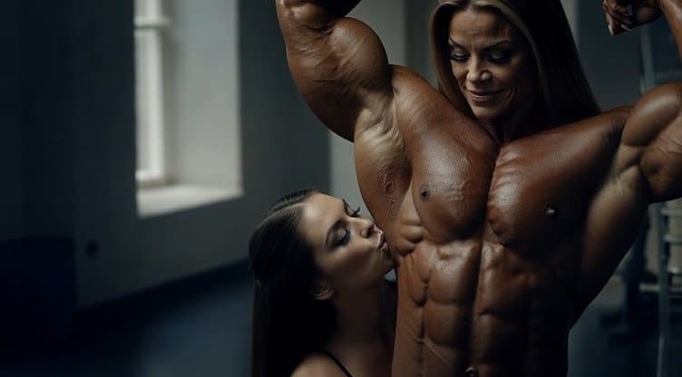 The strong flavour of her naked roided muscles turns every woman into a lesbian