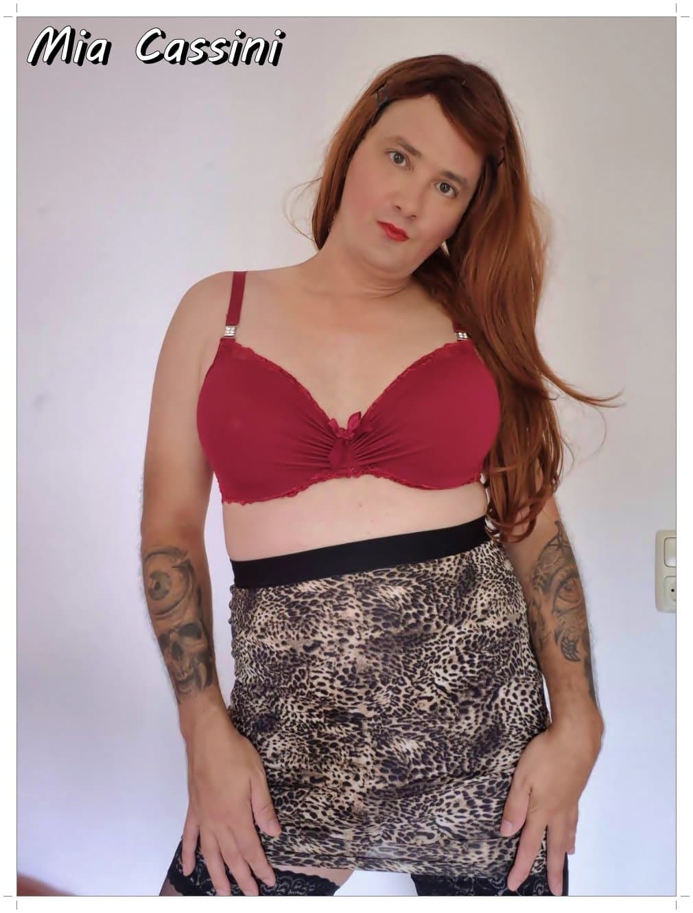 Red Lingerie and Miniskirt