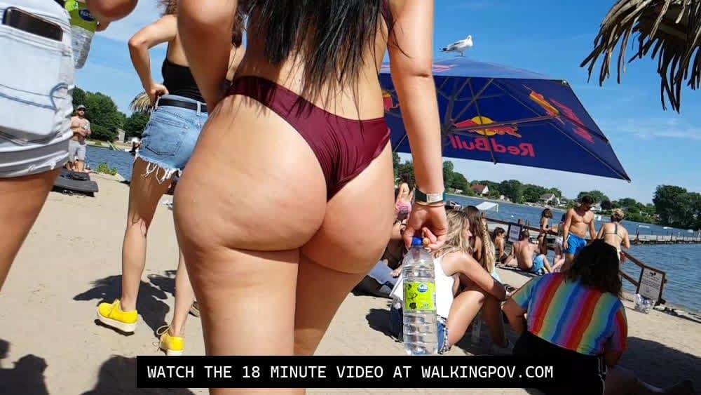 Following a Thong Bikini through the Beach Party