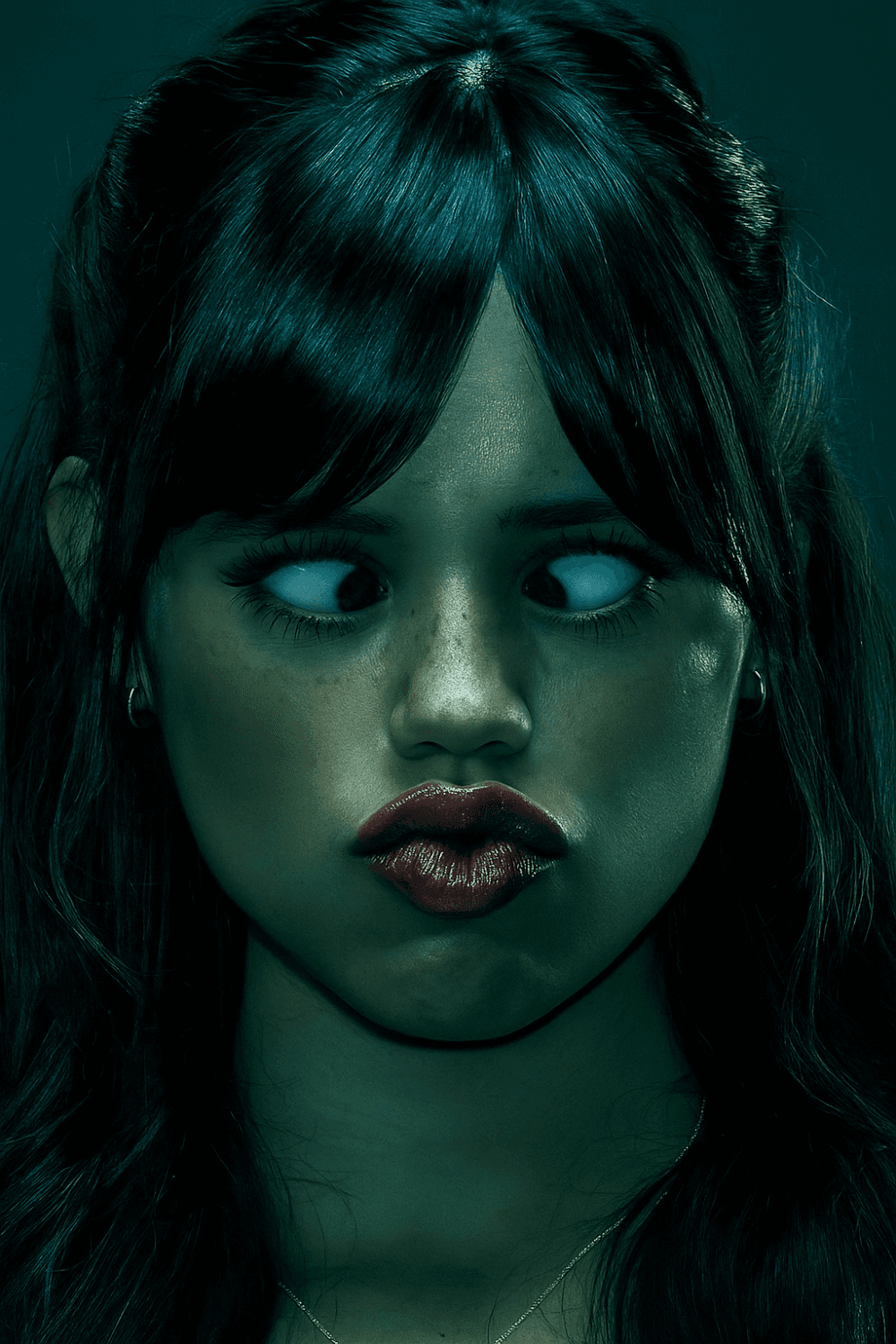 Click to view full size Jenna Ortega Crossed eyes + pouty shiny lips edit