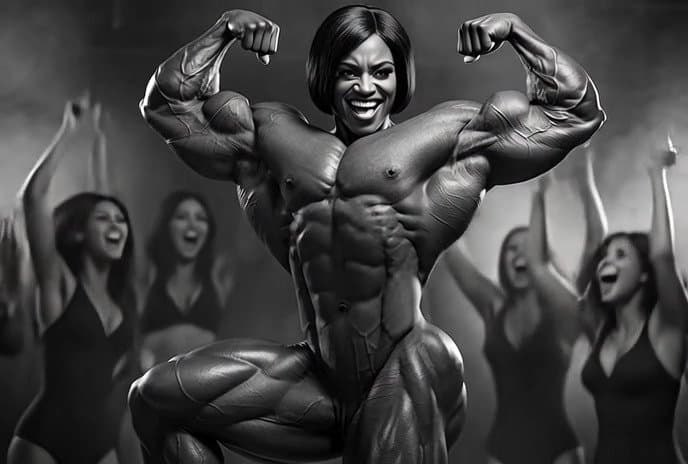 Bodybuilding strip at the women only club 2, everybody wants to touch her nude hypertrophic muscles