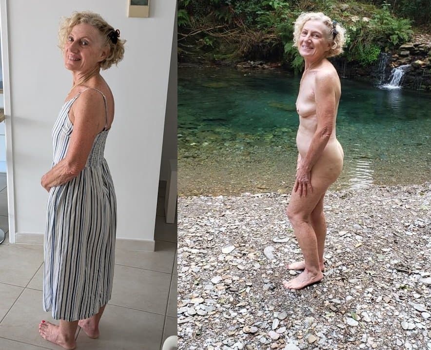 Nurse Solange dressed indoor undressed outdoor (1)