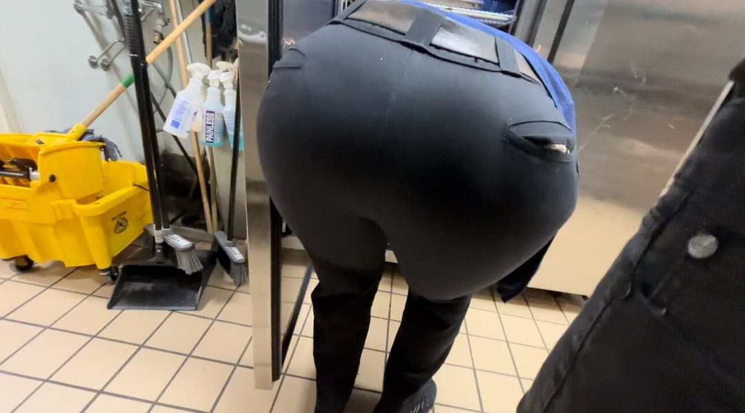 closeups of my big booty ebony milf managers bending over for me