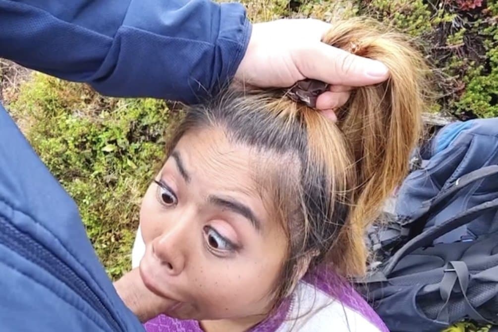 Fat Latina getting fed more than tacos on her hike