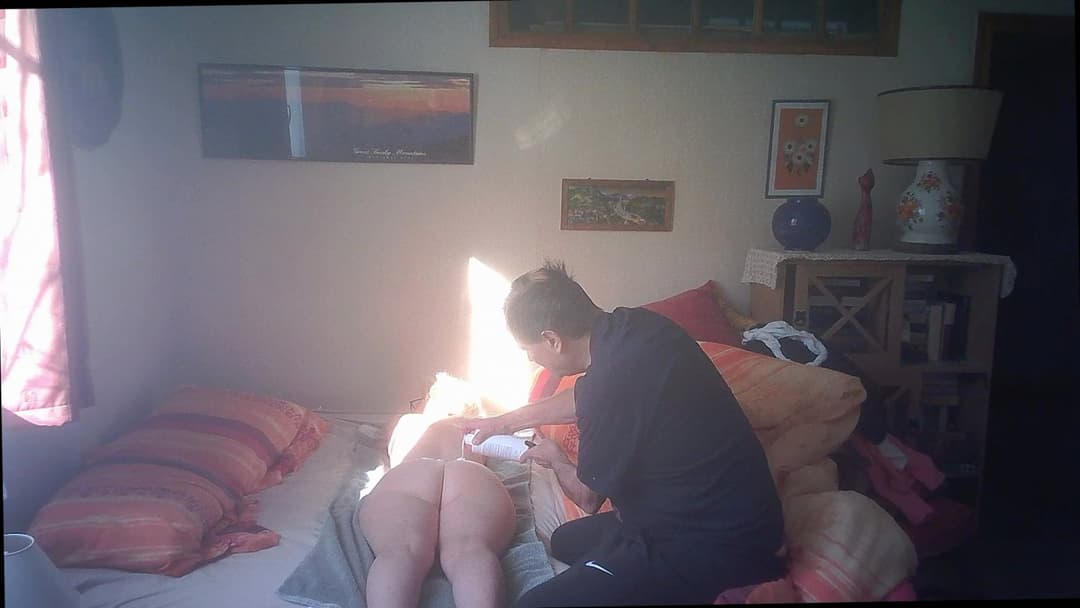 Mature Nurse Solange coming for massage and caught by  4 hidden cams !