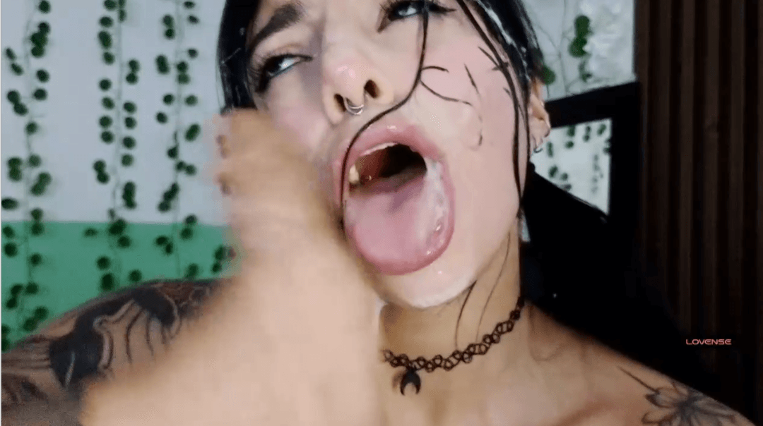 Amateur Latina slut drenched in spit, taking a dildo deep in her throat, slapping her face