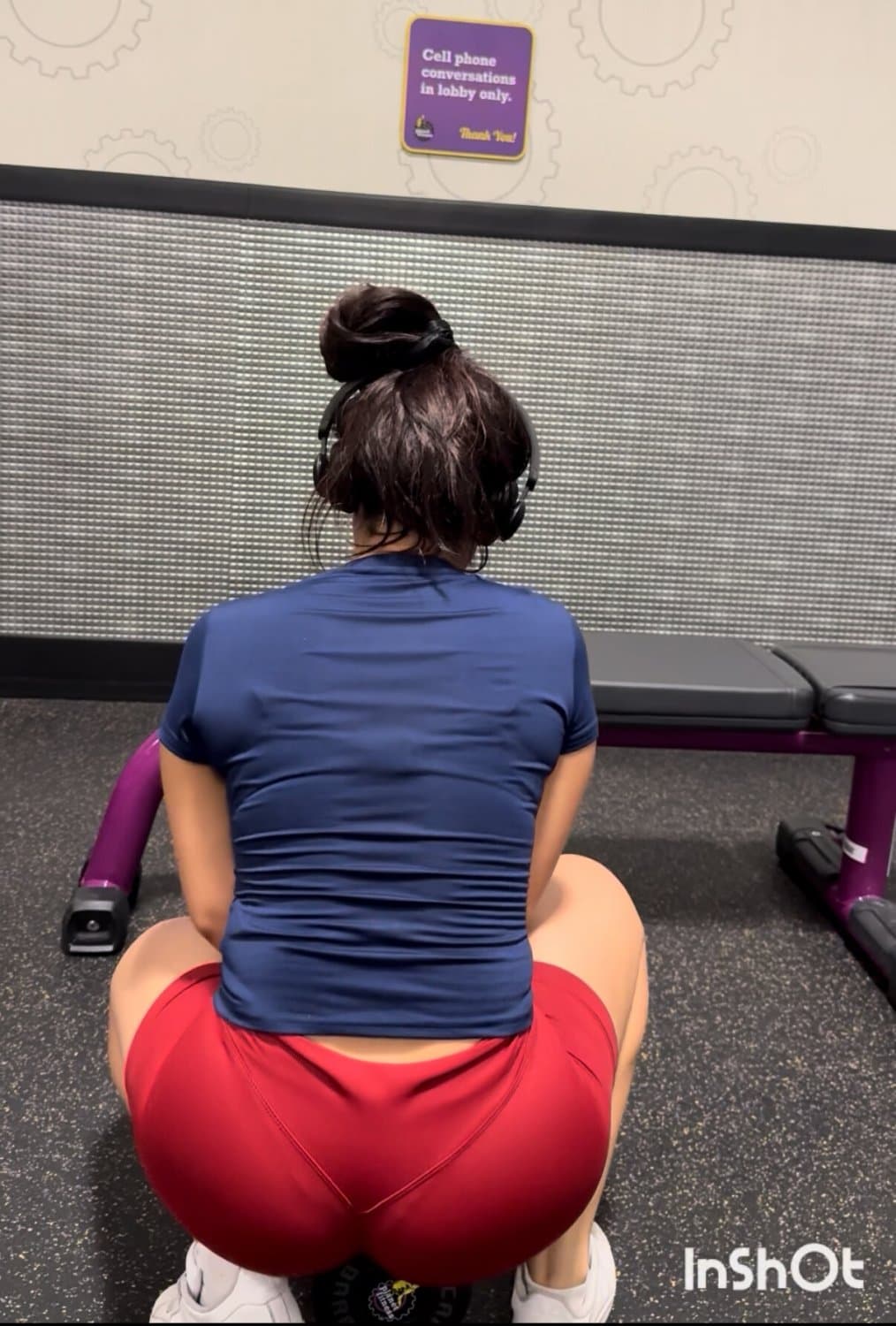 Creepshot Latina red gym shorts