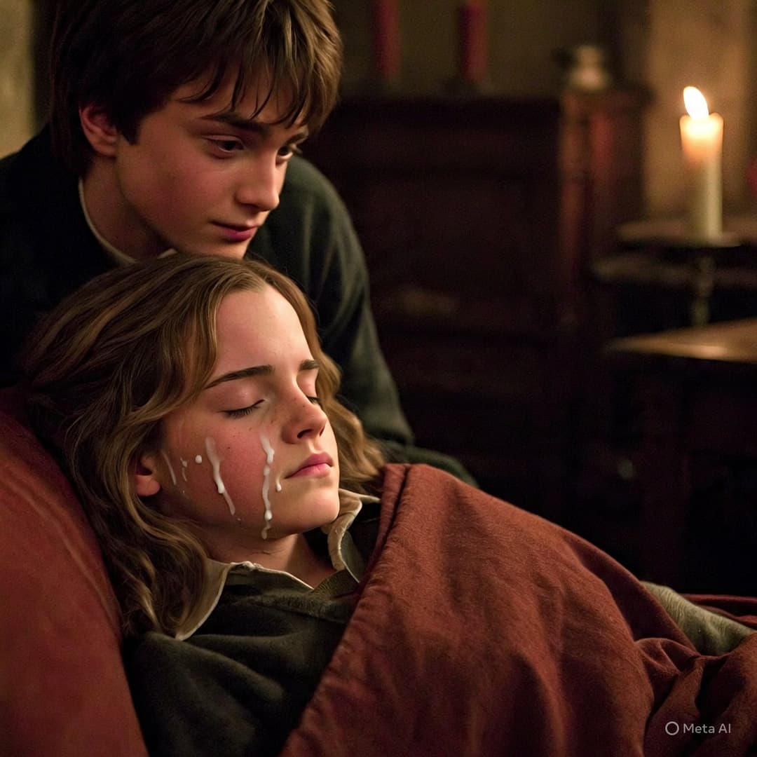 Harry had fun when Hermione was sleeping (Harry se divertiu enquanto Hermione dormia)