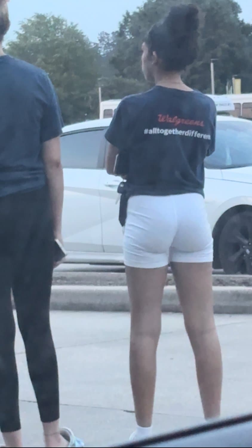candid cute petite college lightskin little bubble booty in tight white shorts