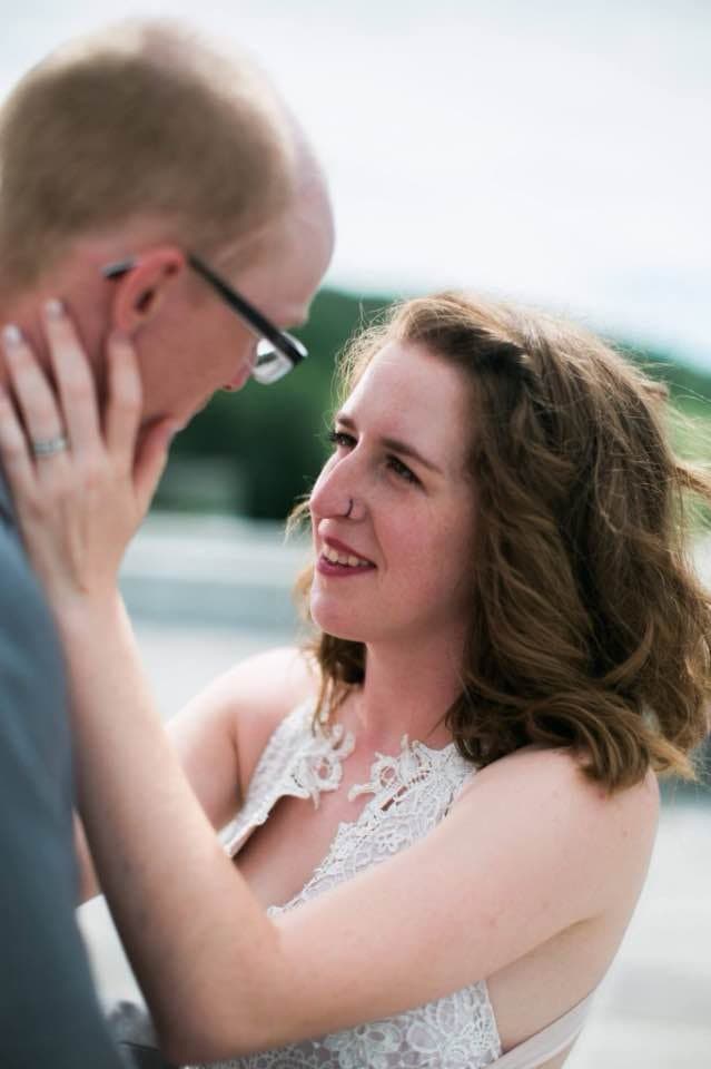 Redhead wife strips and fucks husband bareback