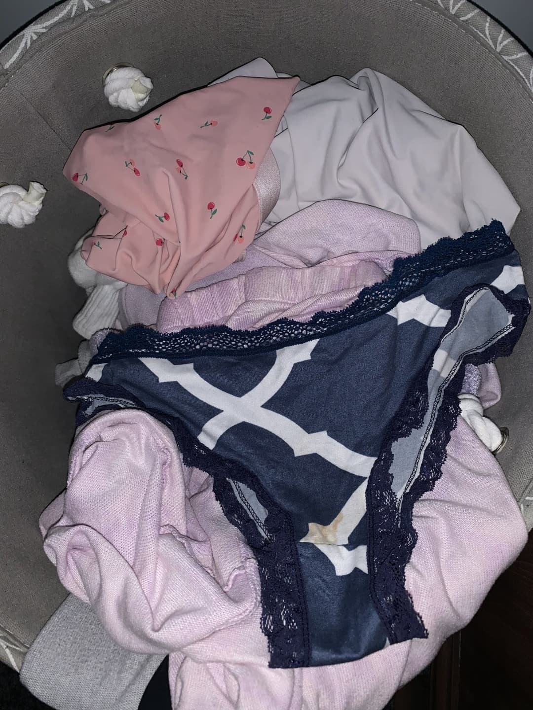 Click to view full size Raiding moms dirty laundry for panties to cum in again