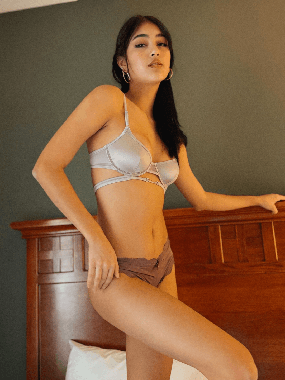 Horny Asian teen with hard nipples