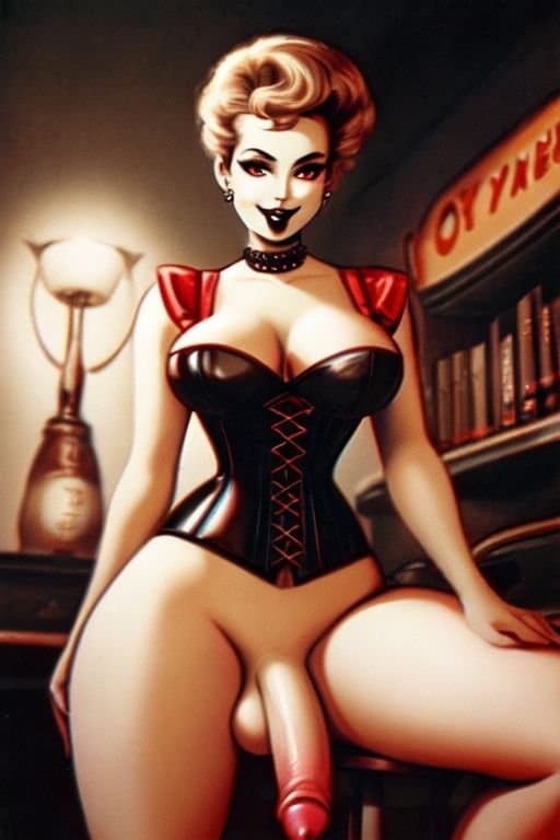 Vintage Style Halloween AI Futanari Artwork That I Generated