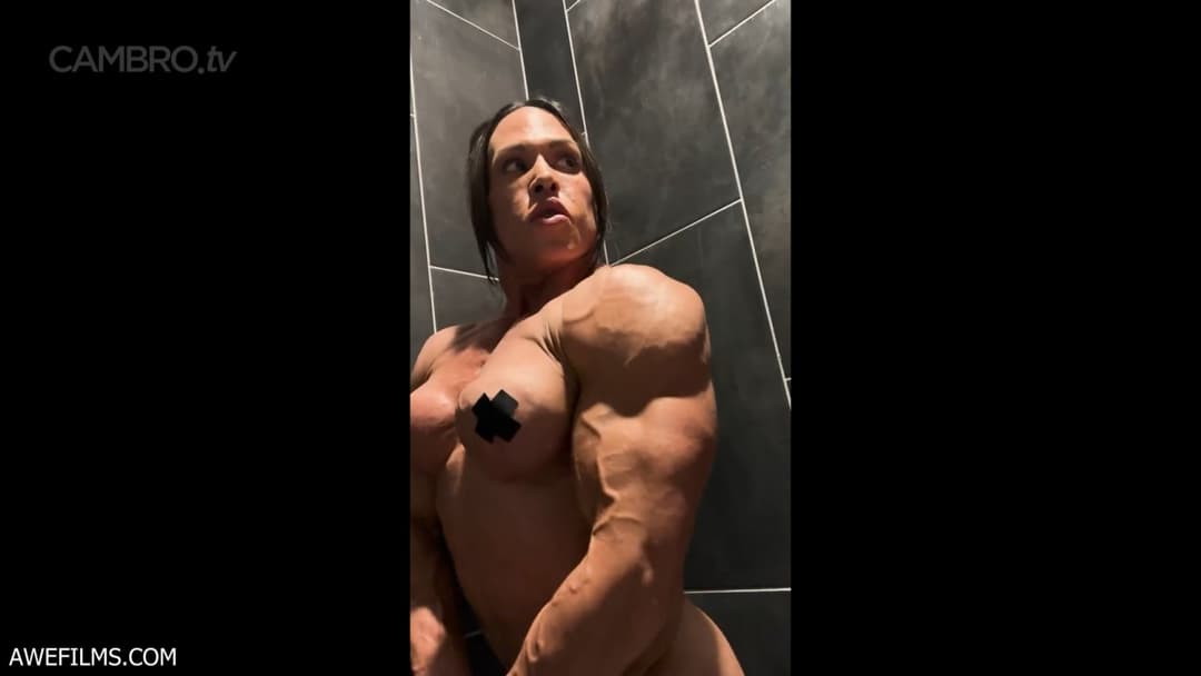 Mrs Priami naked bodybuilding show, an outrageous exhibition of hypertrophic muscles & veins