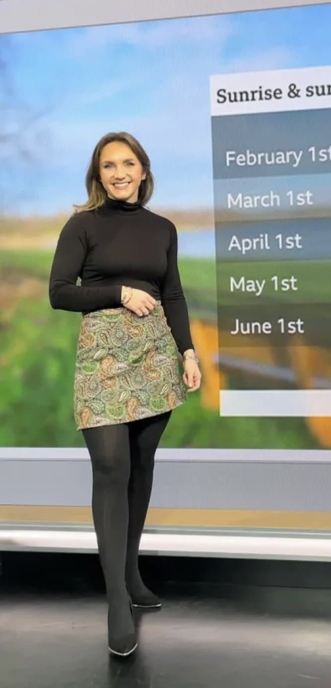 Abbie Dewhurst in black tights