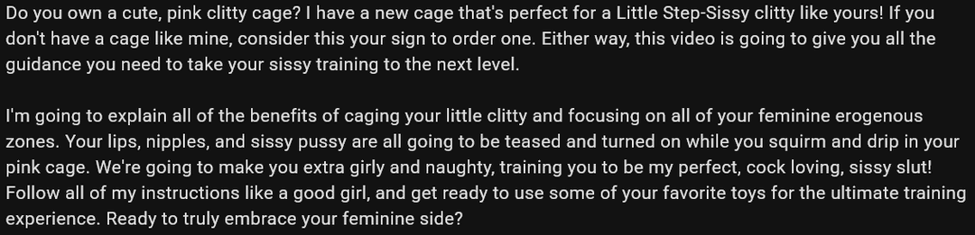 Chastity: Sissy training