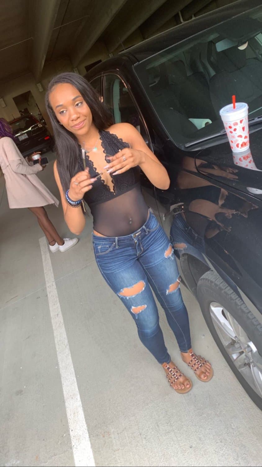 Sexy casual ebony babe mya