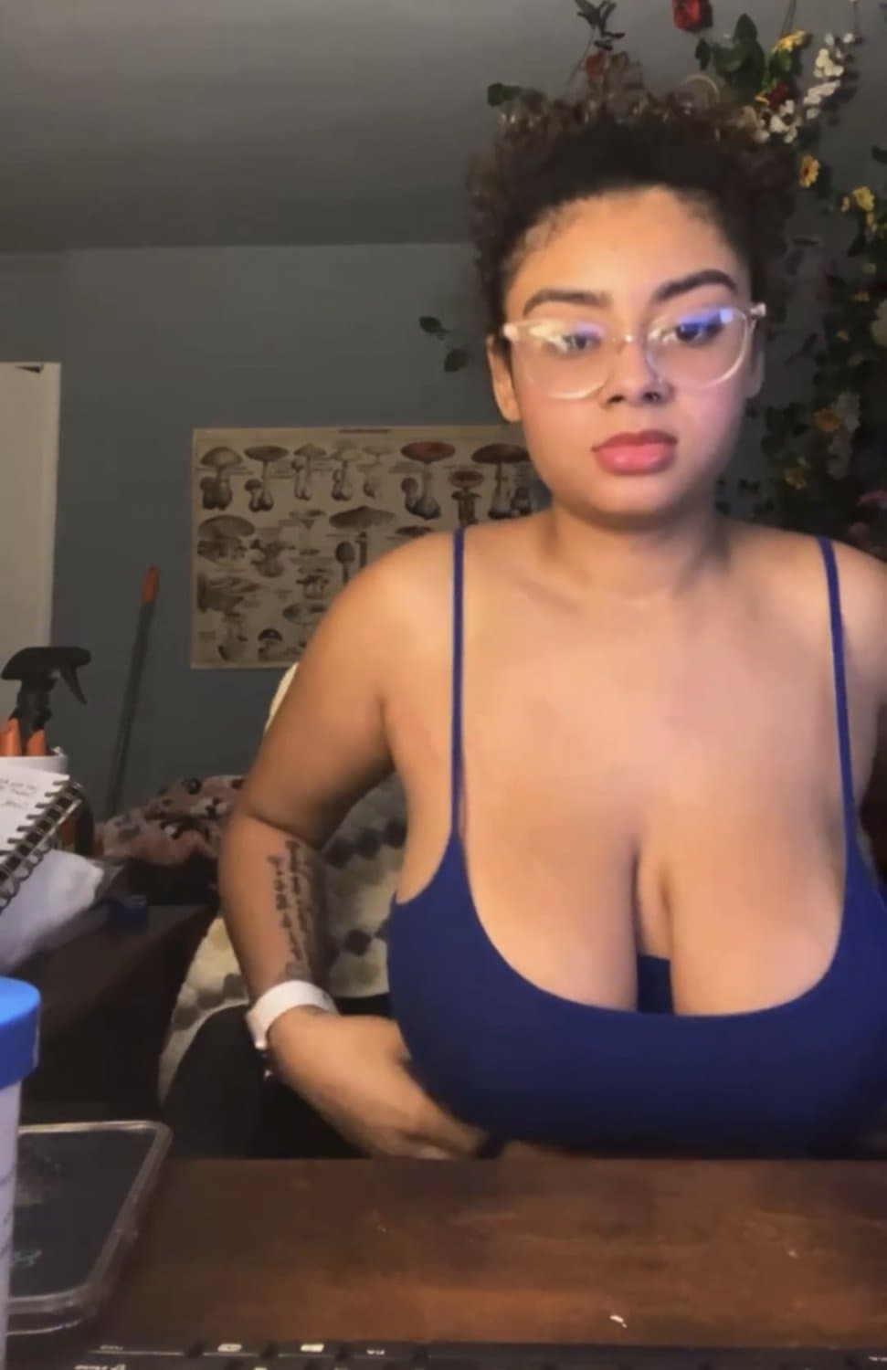 Milk filled teen flashes massive boobs.