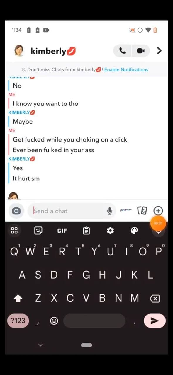 Snap slut Kimberly sends anyone nudes