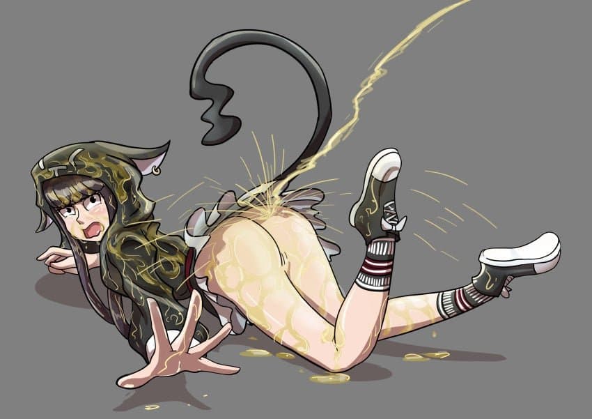 Cute hentai cat girl getting pissed on crying