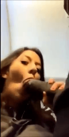 Airplane toilet BBC blowjob