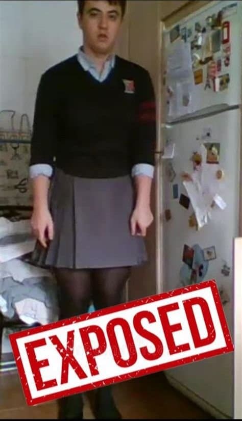 Bully forced this pathetic sissy loser to wear her sister school uniform! Kik: fagskirtedforever1