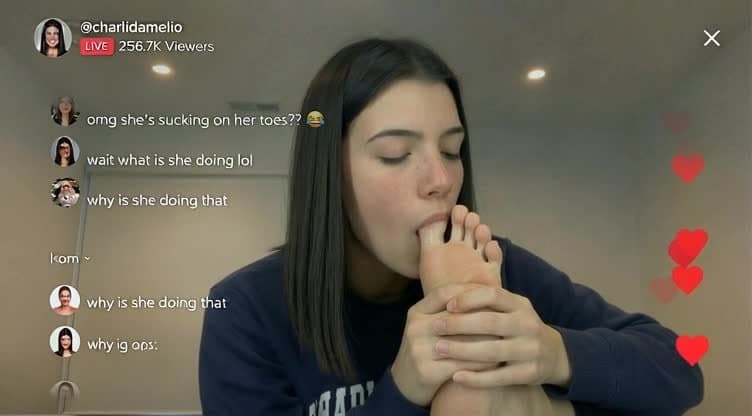 Celebrity Self Toe Suck / Self Foot Worship - Charli and Billie