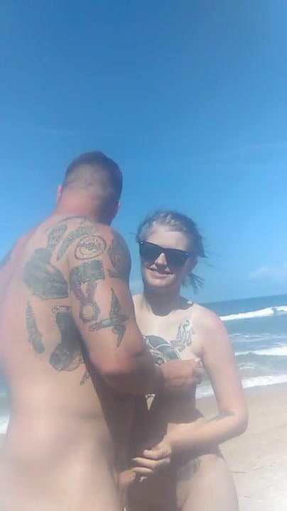 Beach friend. We always have a great time and she always has to make sure she gets pics of me erect