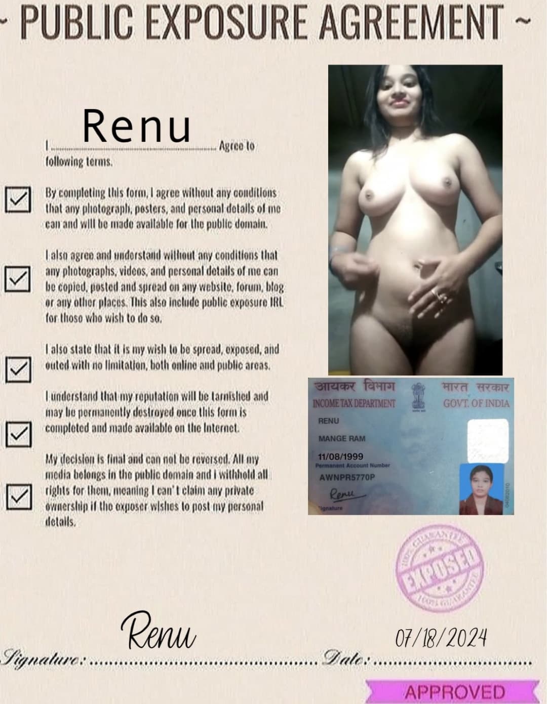 Tiny Tits Indian Slut Renu Loves To Show Off Her Tits And Slutty Pussy