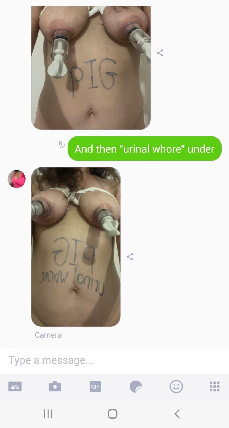 My pig, her plug is pushing her didlo out.