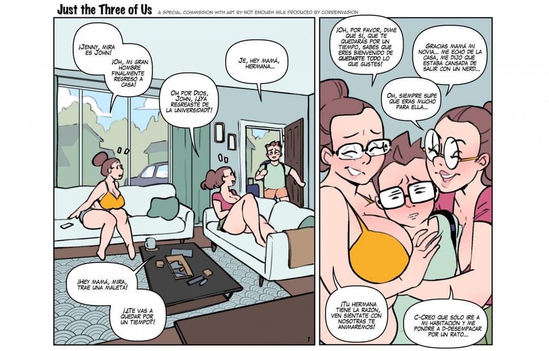 [comic] son fucks his mom and sister (english - español)