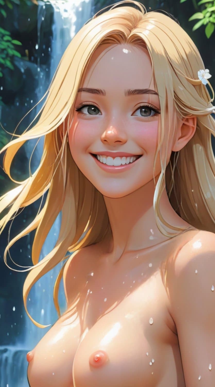 AI generated cute blonde Anime Girl nude