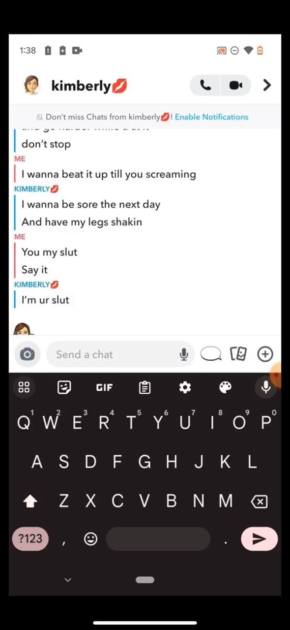 Snap slut Kimberly sends anyone nudes