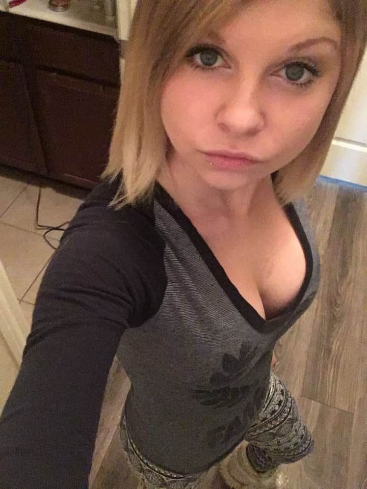 Sexy blonde Kim slut shows her body