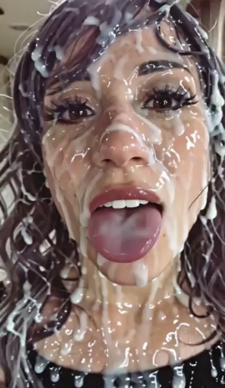 Good Christian girl Jen gives in to temptation and ends up with a messy bukkake cum face fake