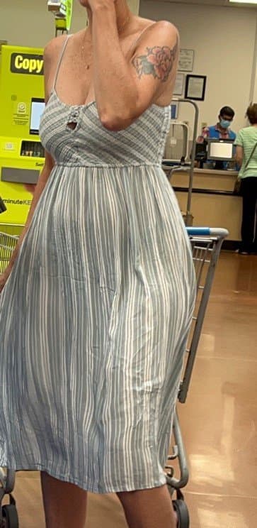 Candid Wallmart Slim Thick Sexy PAWG MILF jiggly booty in see thru dress