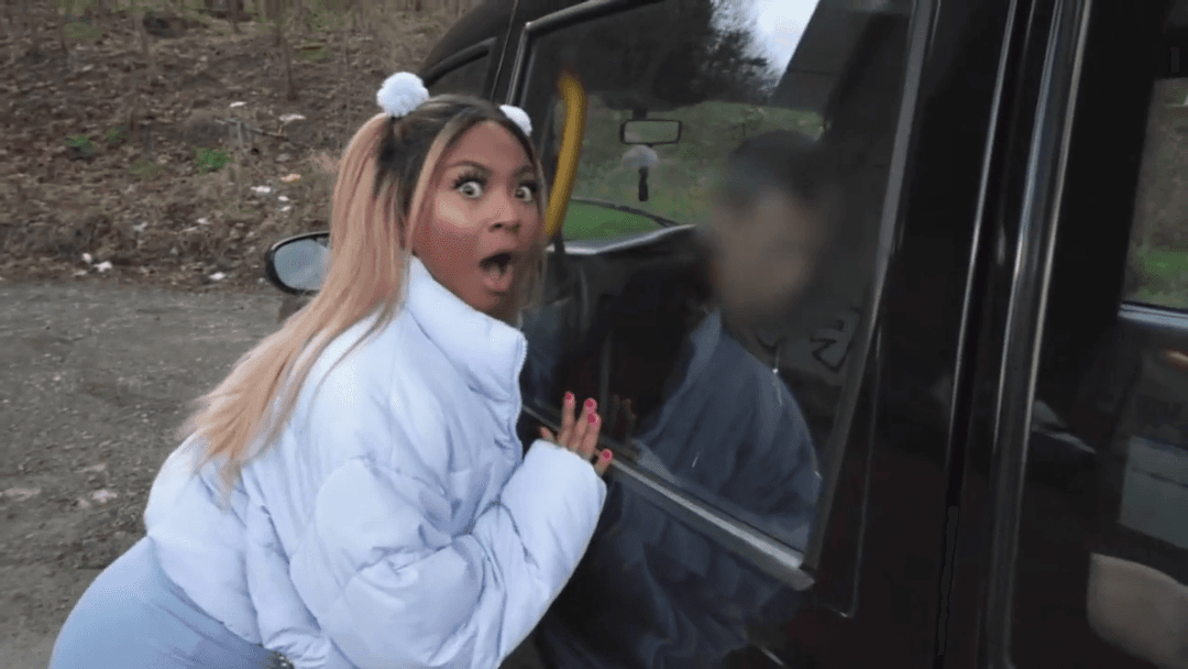 Busty Black Babe Cab Facial