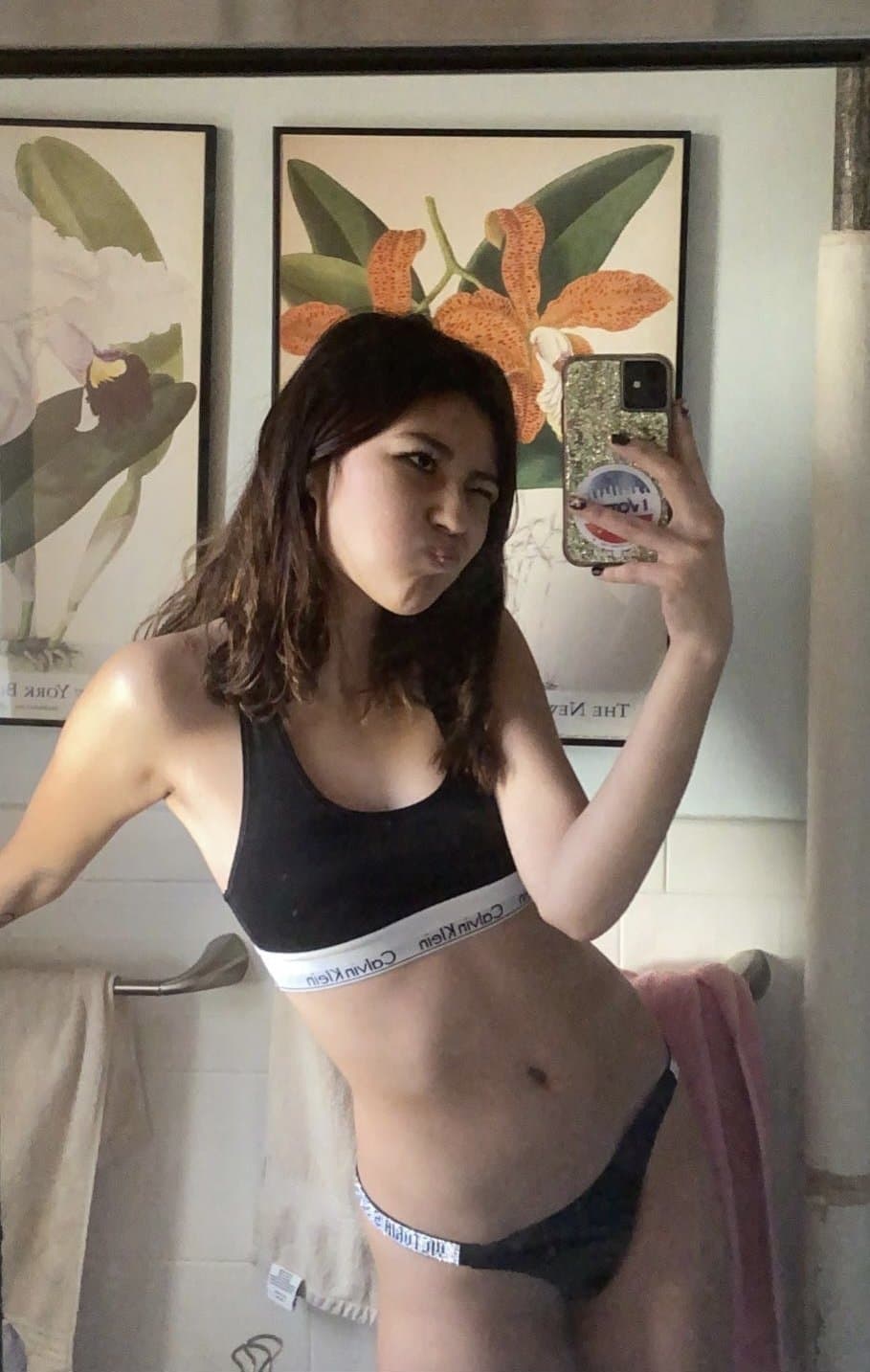 ASIAN Goth Girl in Calvin Klein Panties LEAKED! Nudes included! Fap to her submissive body!