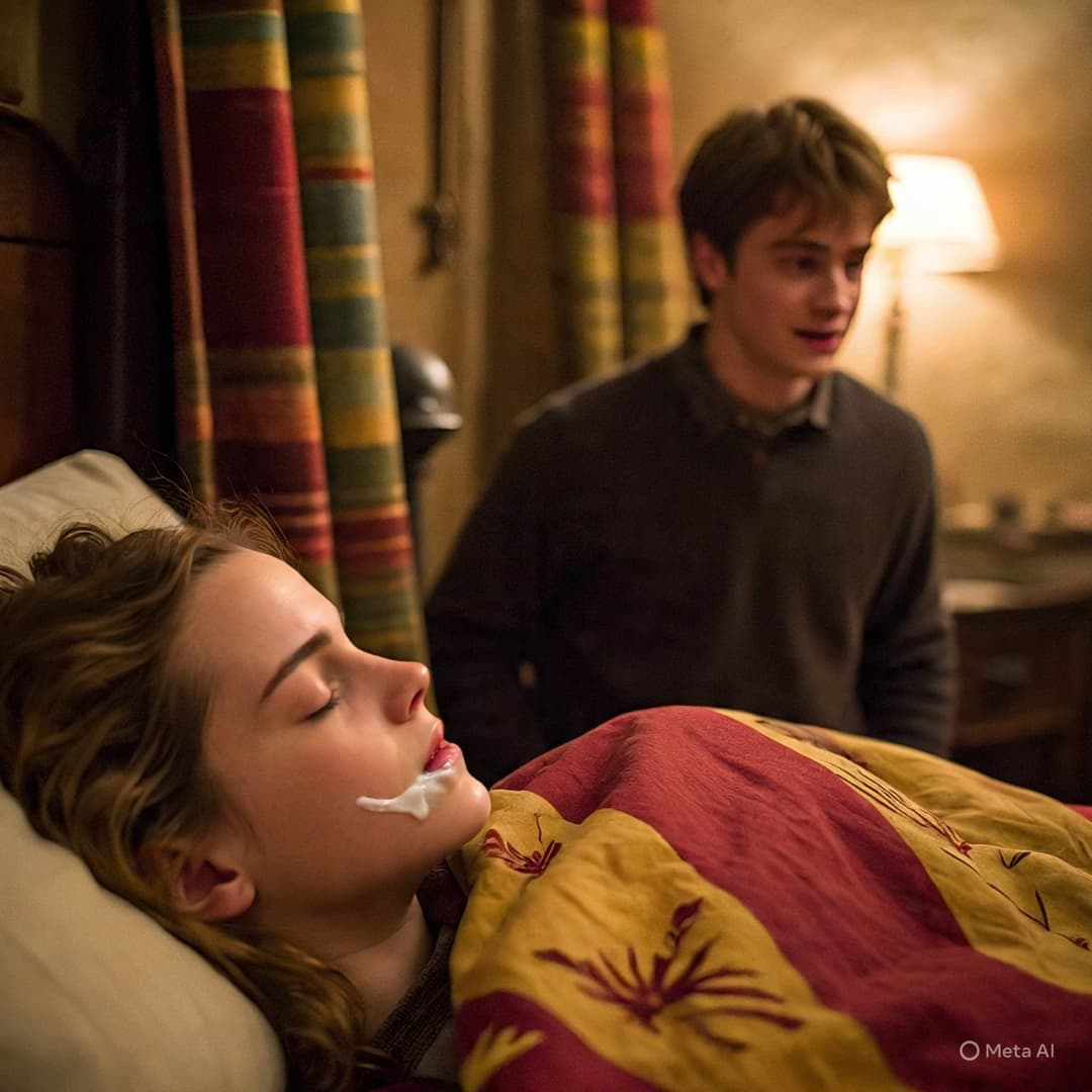 Harry had fun when Hermione was sleeping (Harry se divertiu enquanto Hermione dormia)