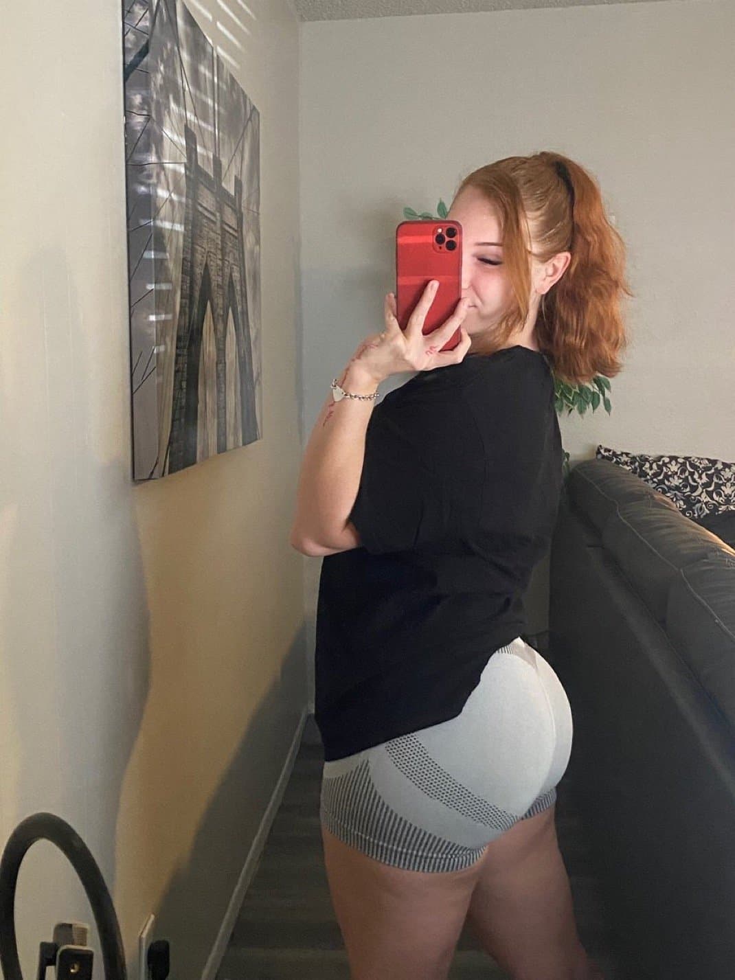 Thick pale red head Latina gamer girl with insane ass and body