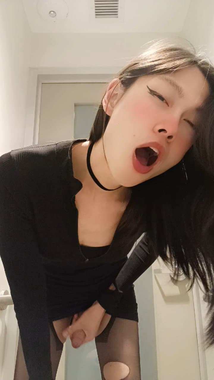 Femboy masturbating in school bathroom, wishing someone can fuck me into a drooling ahegao whore