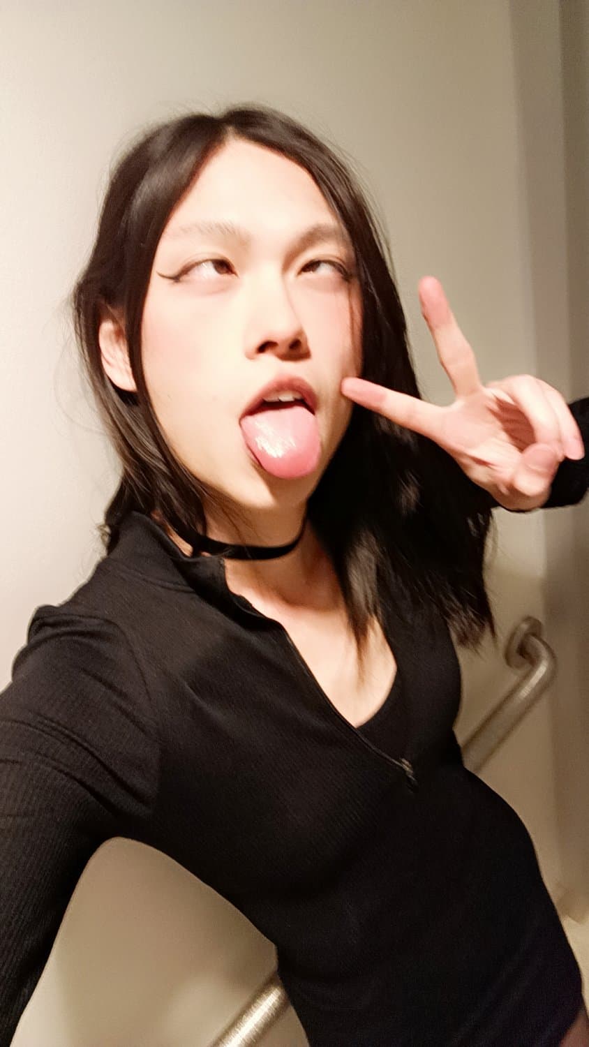 Femboy masturbating in school bathroom, wishing someone can fuck me into a drooling ahegao whore