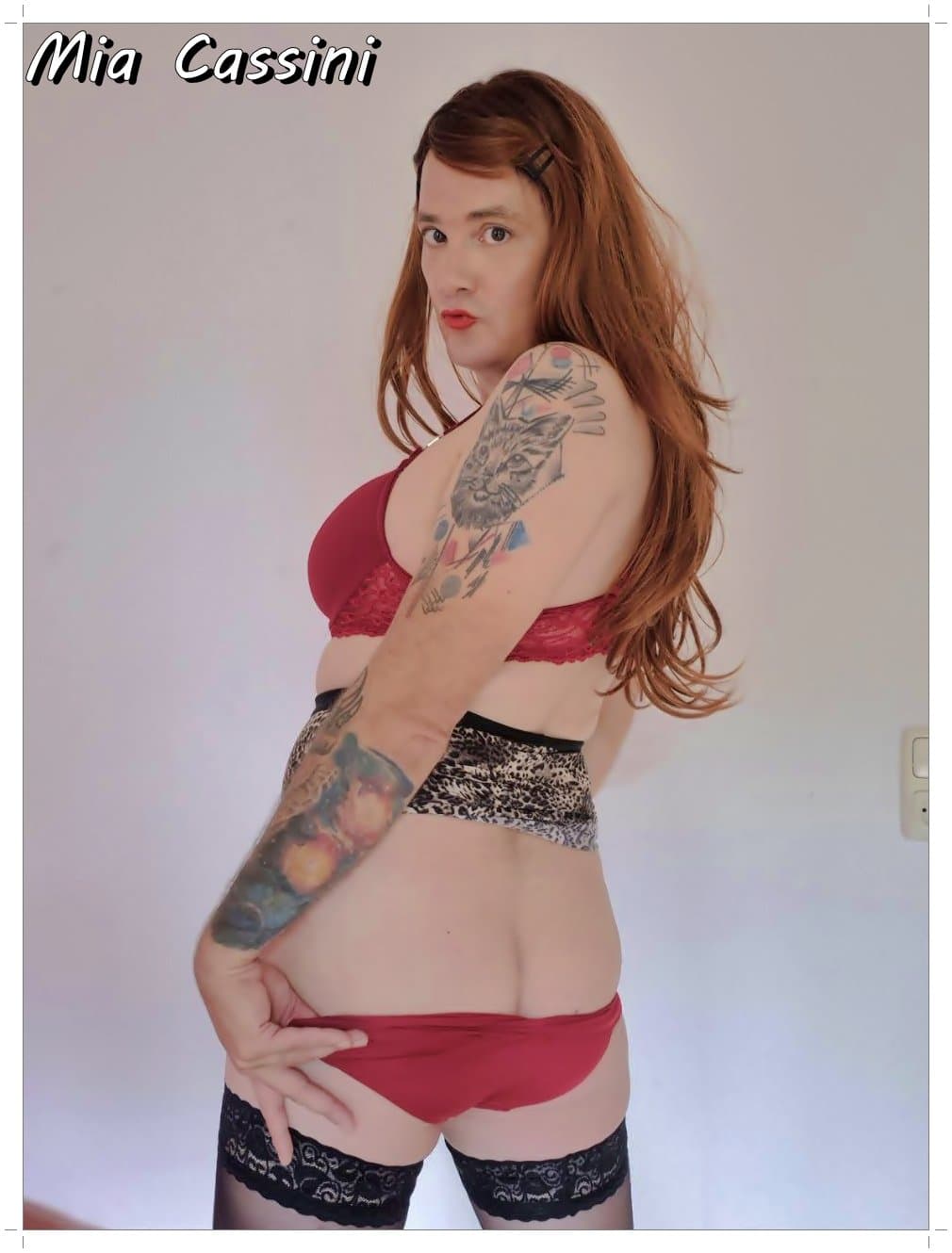 Red Lingerie and Miniskirt