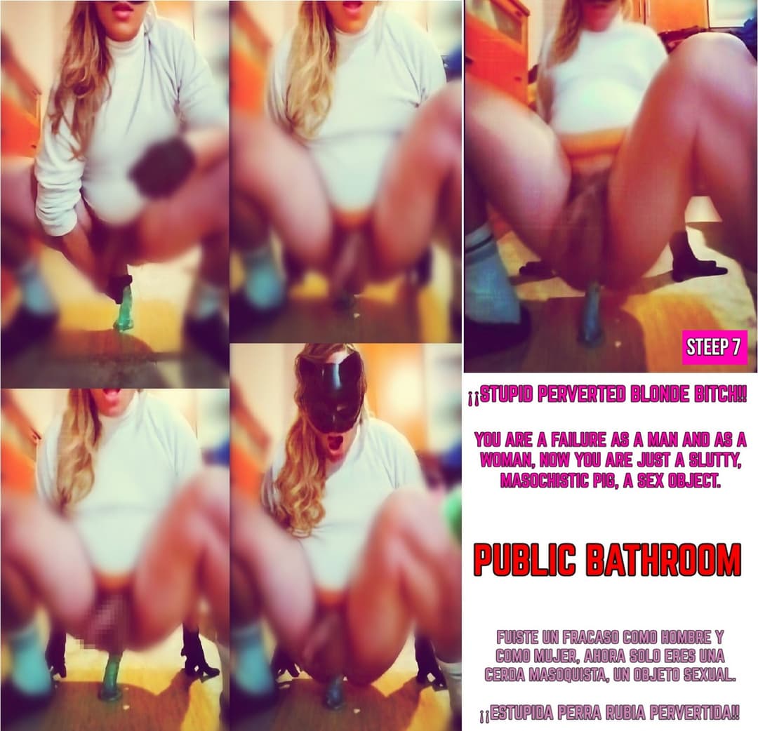 This Blonde Sissy takes 3 Toys at once for DeepThroat - Ahegao Face & Anal Fucking